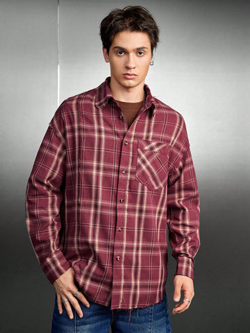 Men's Woven Casual Plaid Shirt