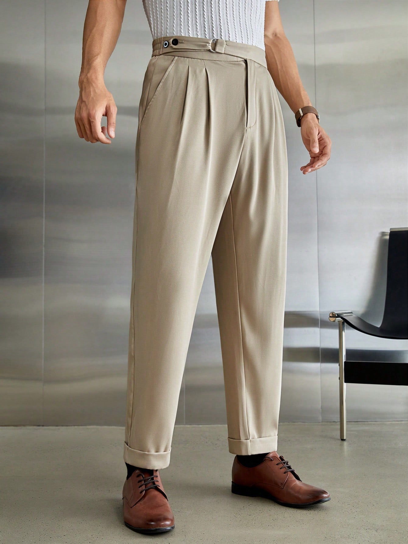 Men's Simple Solid Woven Trousers