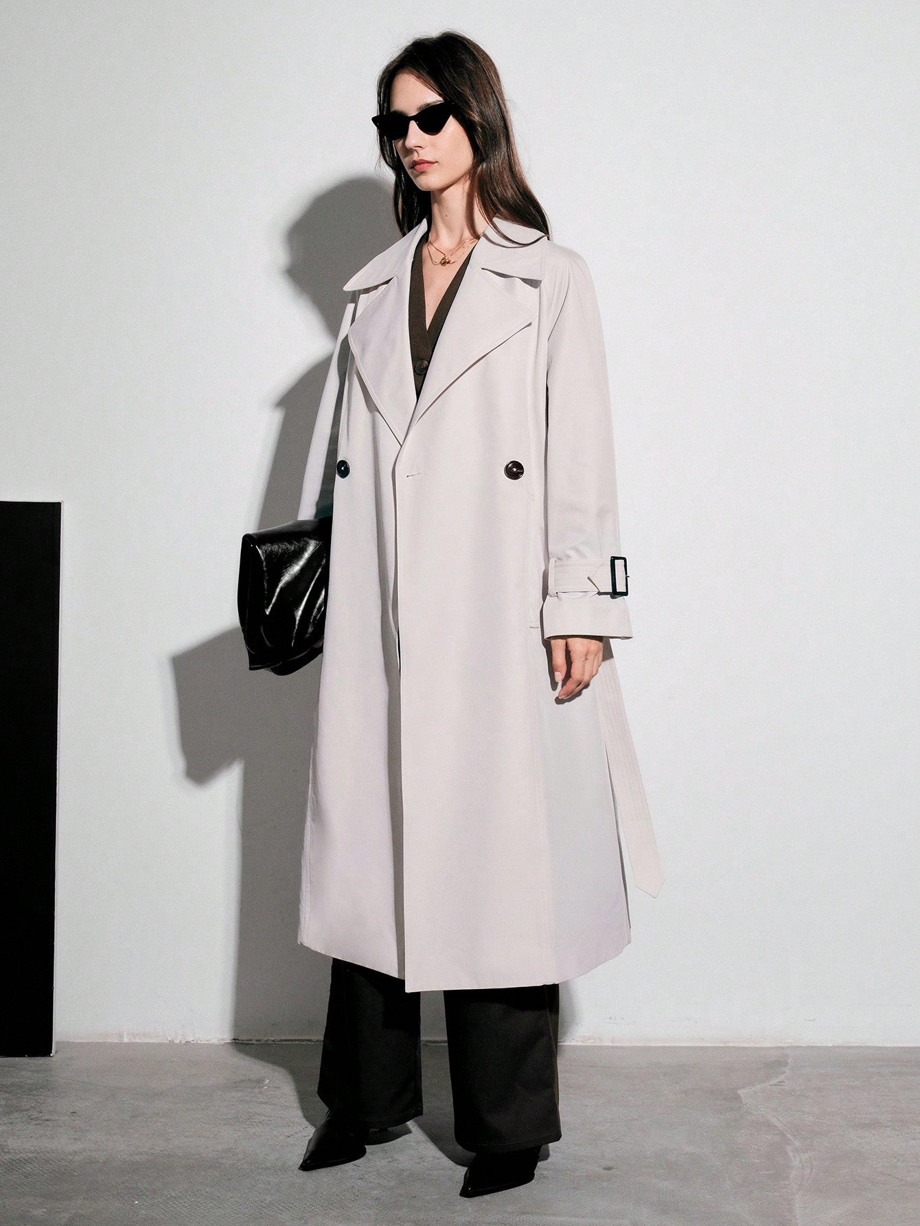 Woven Double Button Trench Coat