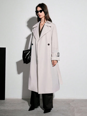 Woven Double Button Trench Coat