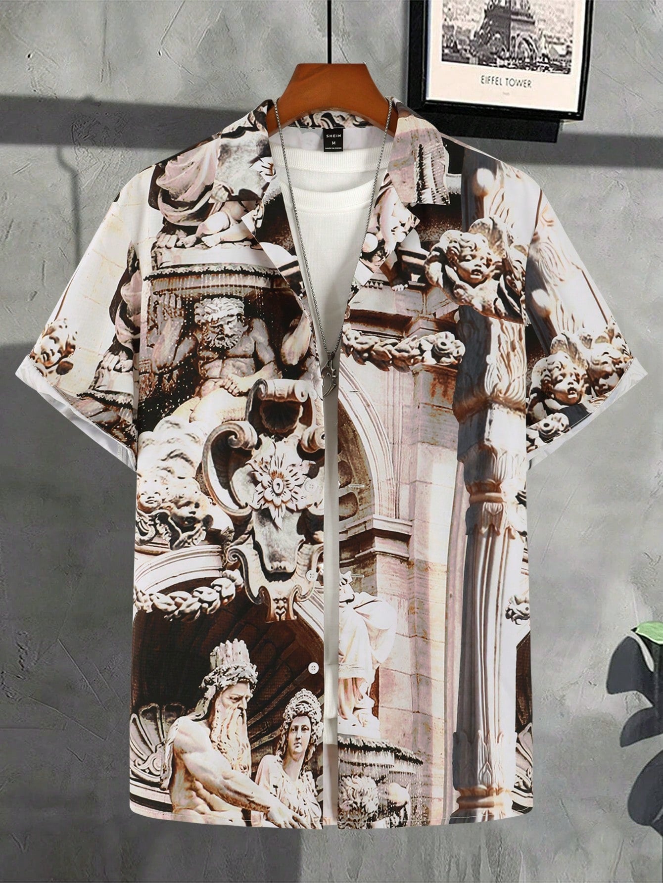 Men's Statue Pattern Short Sleeve Shirt