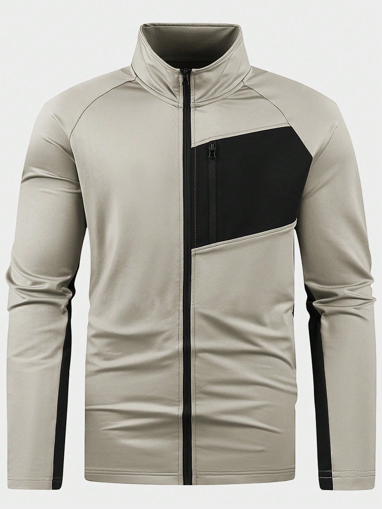 Men's Color Block Raglan Sleeve Sports Jacket Workout Tops