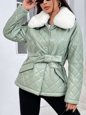 Women's Collar Belted Padded Coat