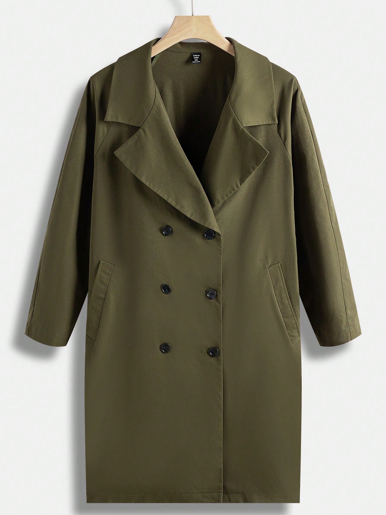 Plus Double Breasted Lapel Neck Coat