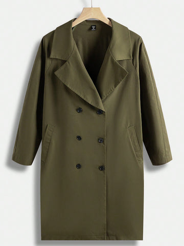 Plus Double Breasted Lapel Neck Coat