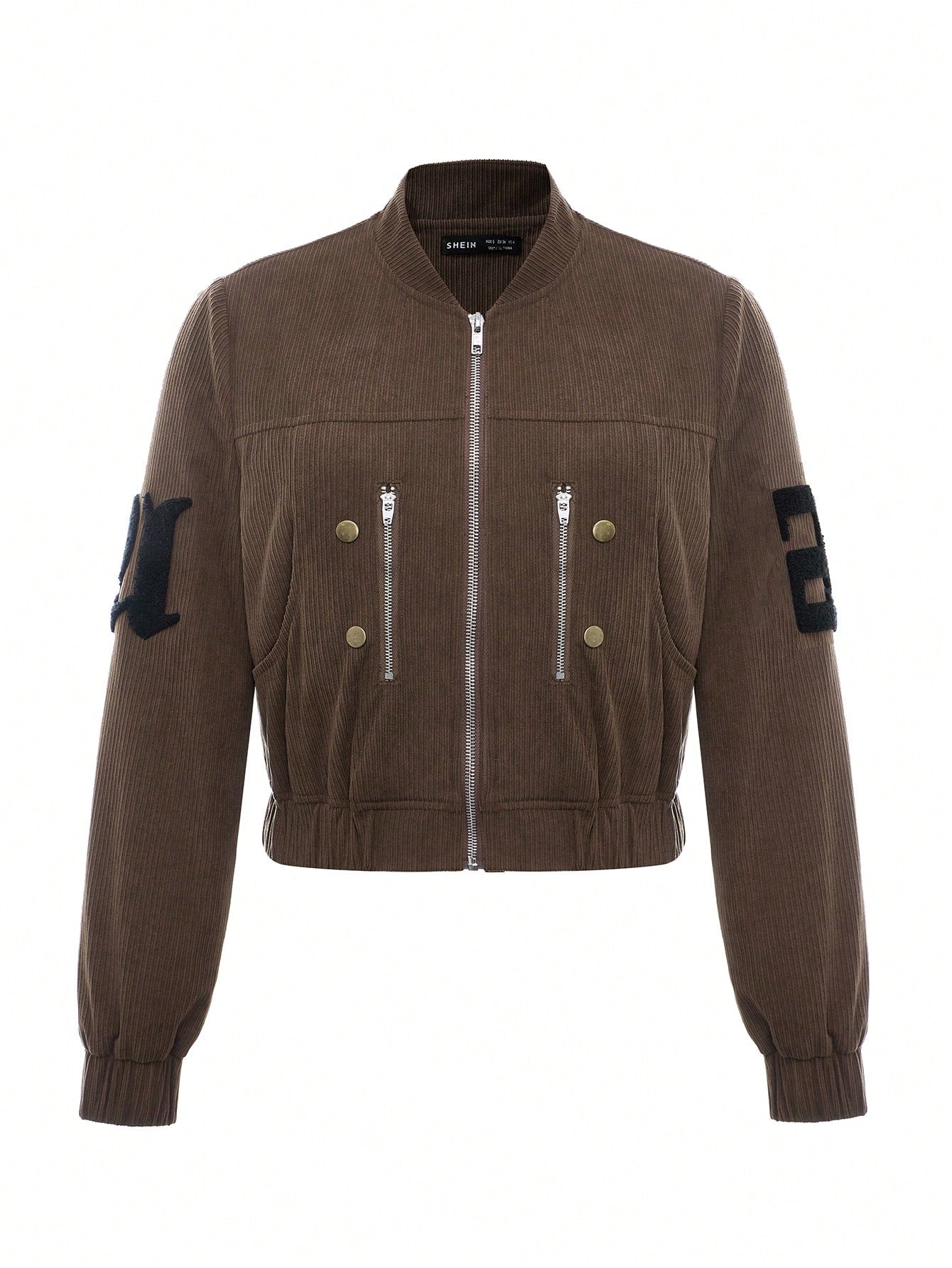 Zip Up Letter Flocking Bomber Jacket