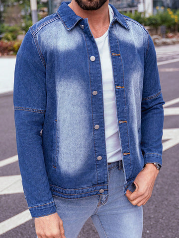 Men's Buttoned Water Washed Denim Jacket