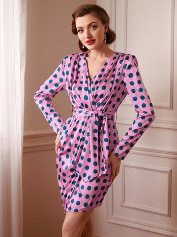 Women's Polka Dot V-neck Dress