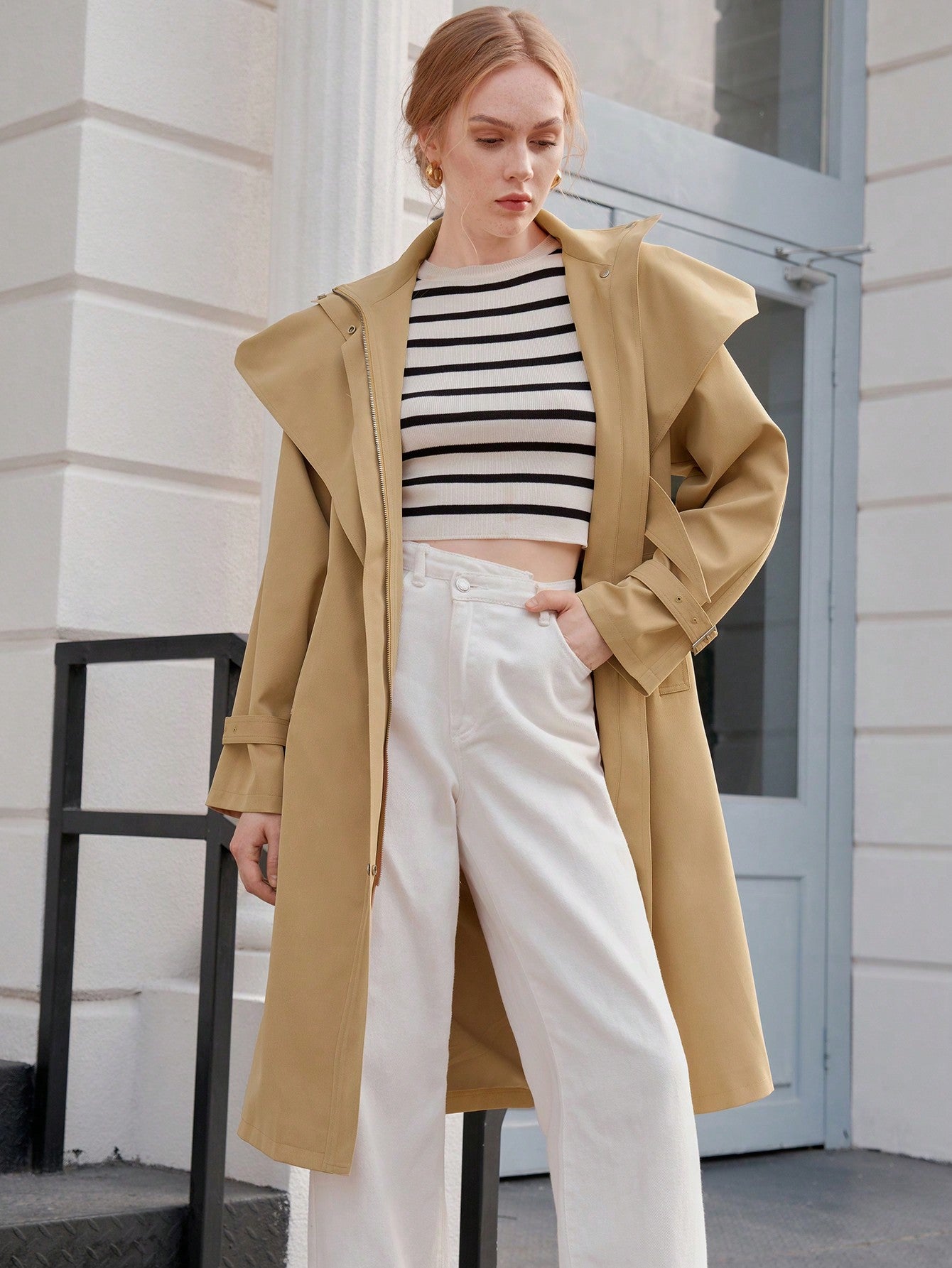 Belted Hooded Trench Coat