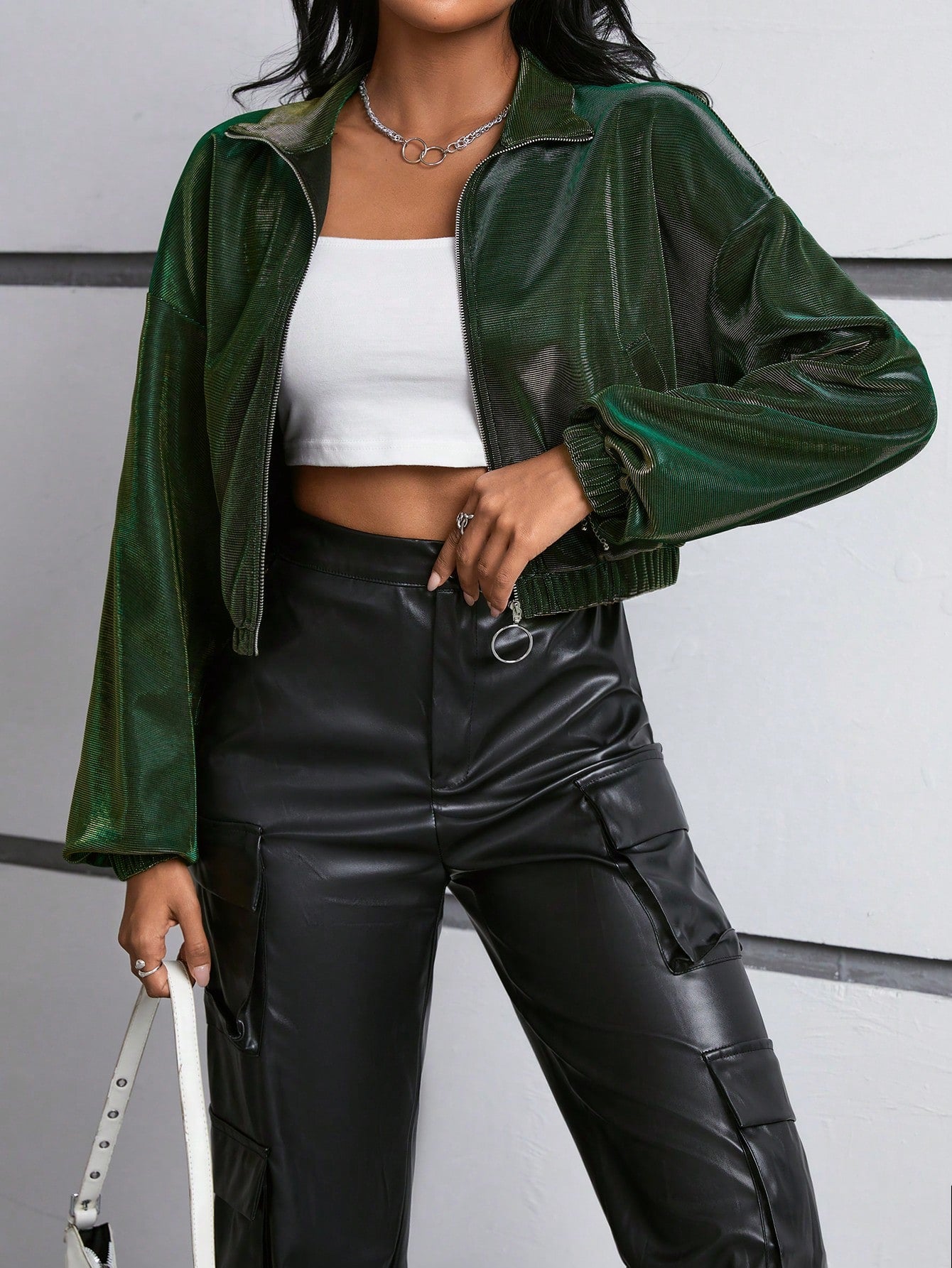 Women's Solid Color Zipper Front Jacket