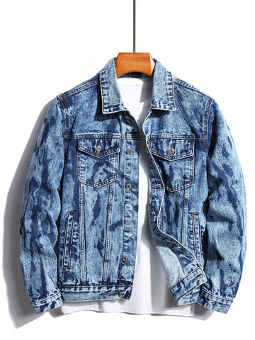 Men's Water Washed Button Up Denim Jacket