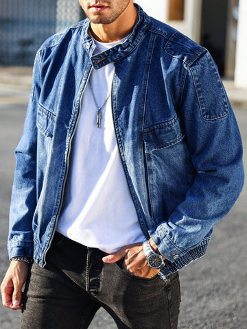 Men's Stand Collar Denim Jacket