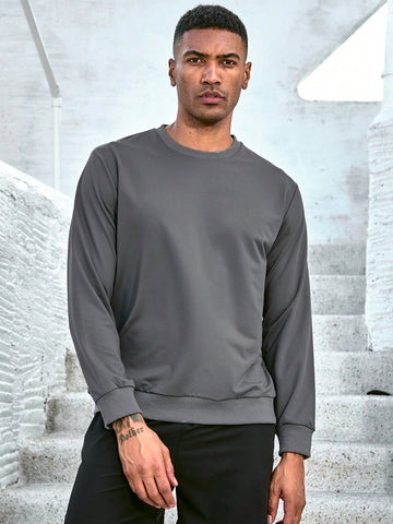 Men's Grey Round Neck Sweatshirt