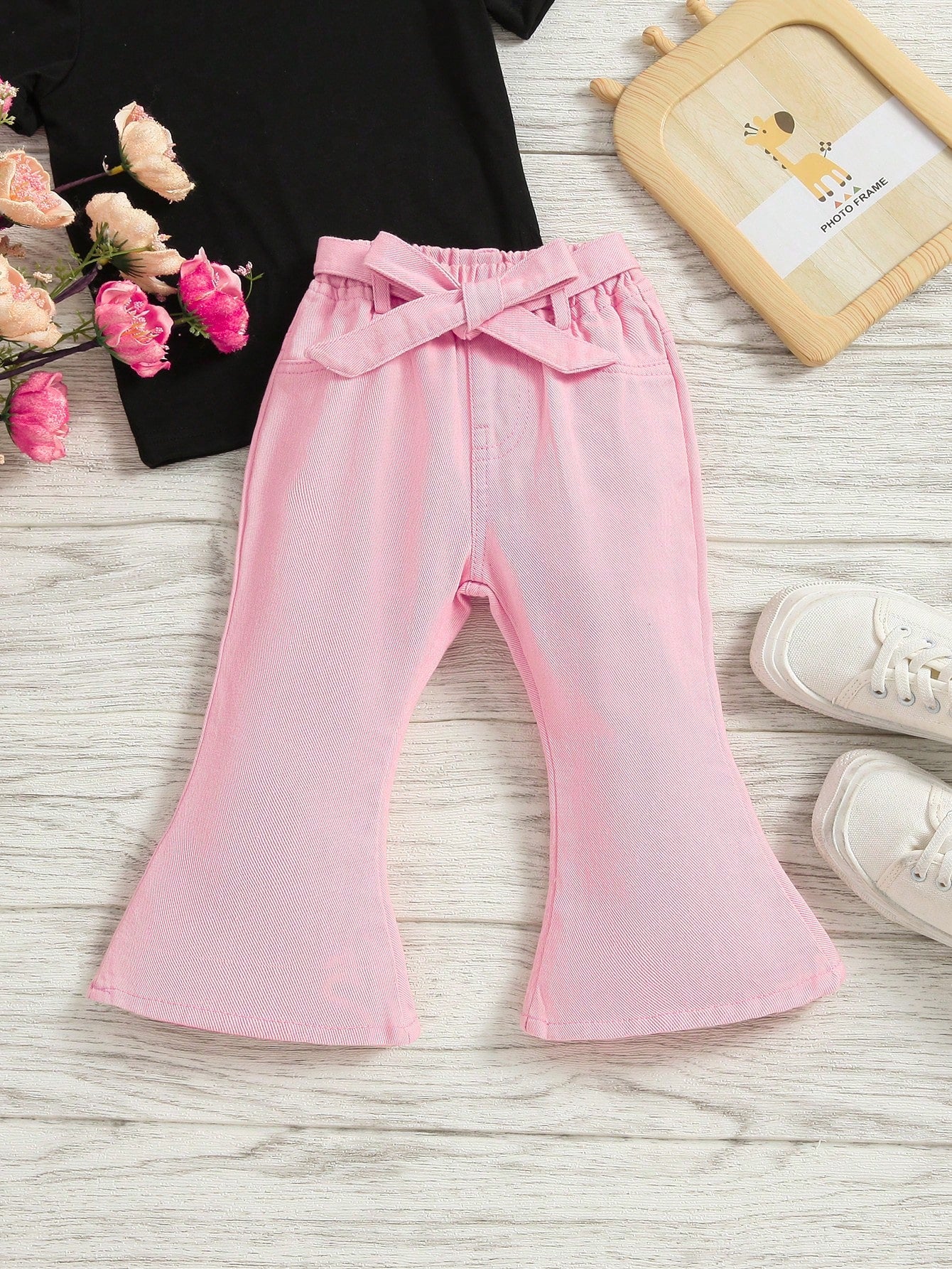 Baby Girls' Fashionable And Versatile Denim Flared Pants