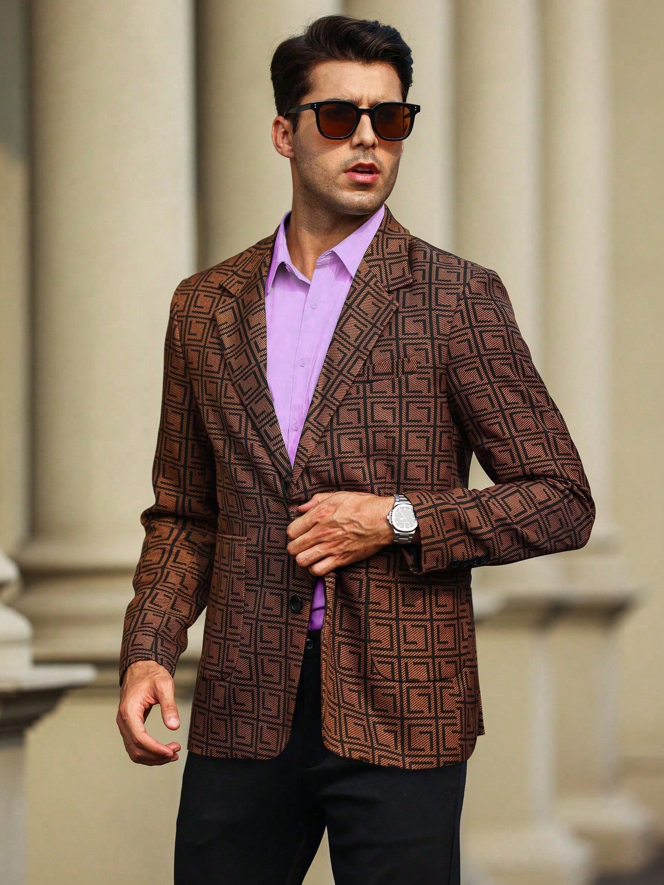 Men's Slim Fit All Over Print Suit Jacket