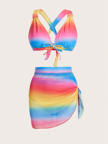 Ladies' Tie Dye Front Knot Swimsuit Set Carnival