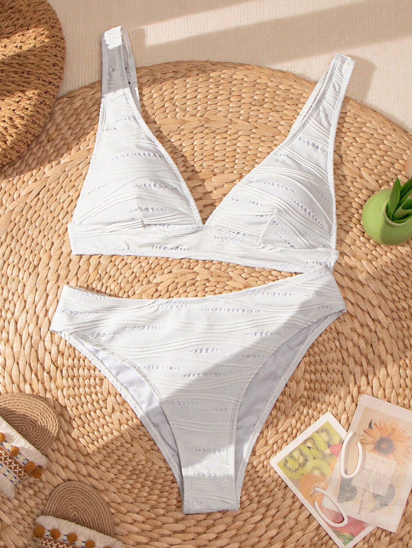 Ladies' Vest Texture Design Two-Piece Swimsuit