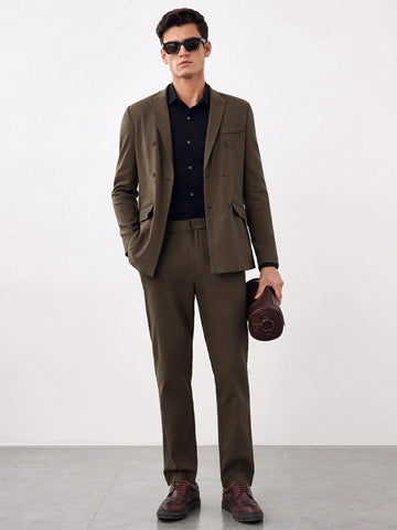 Men's Woven Casual Suit Two Piece Set