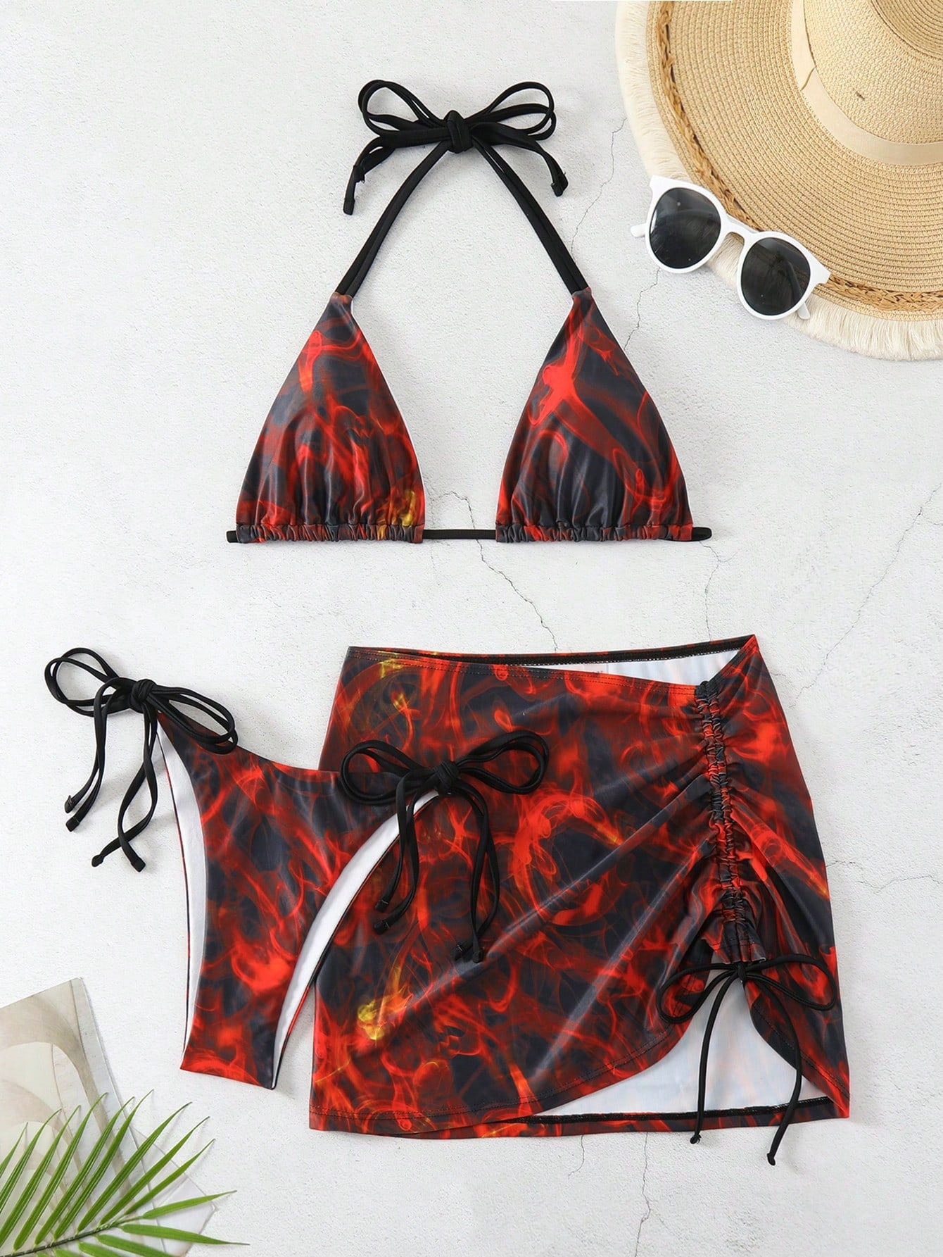 3pcs/Set Tie-Dye Bikini Set Music Festival