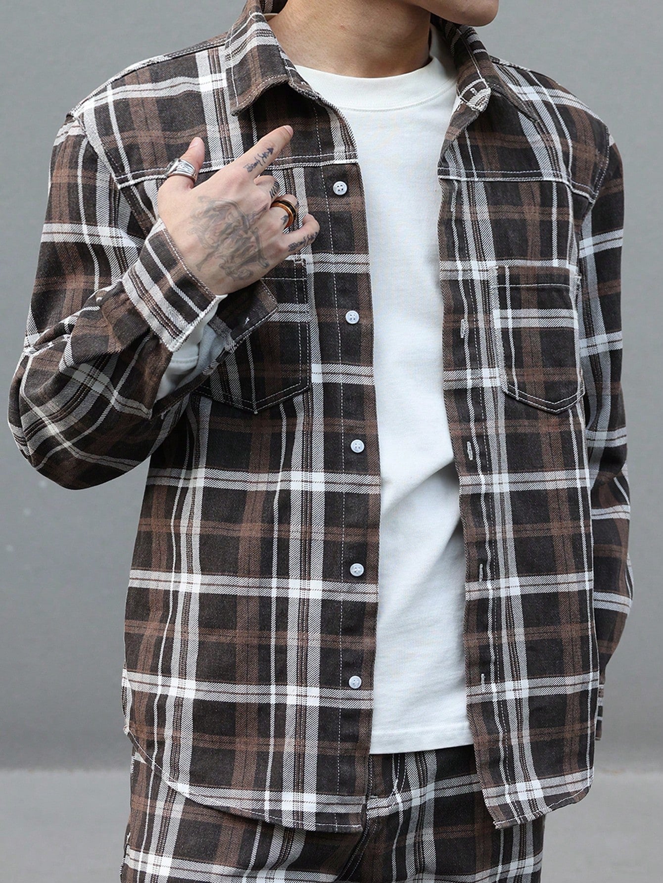 Men's Plaid Denim Shirt