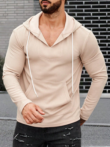 Solid Color Drawstring Hoodie