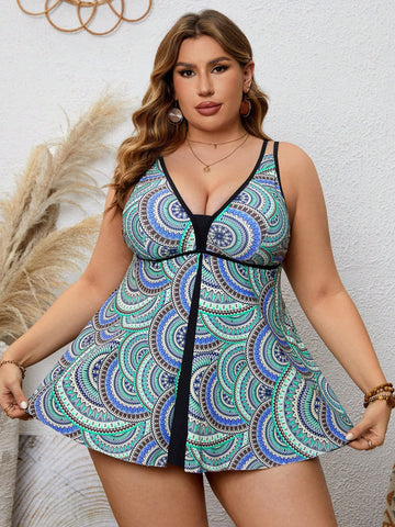 Plus Size Printed Two Piece Swimsuit