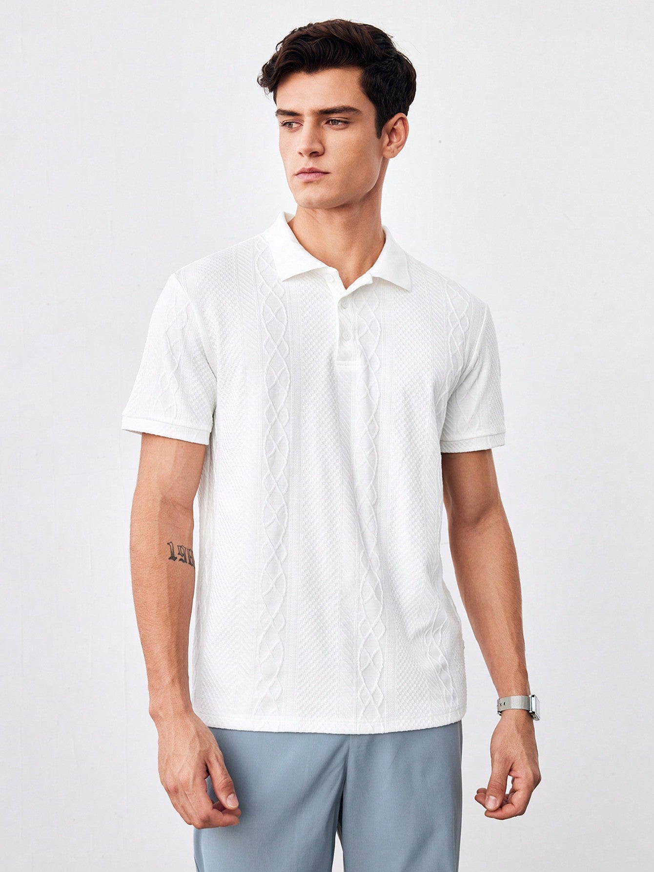 Men's Knitted Casual Short Sleeve Polo Shirt