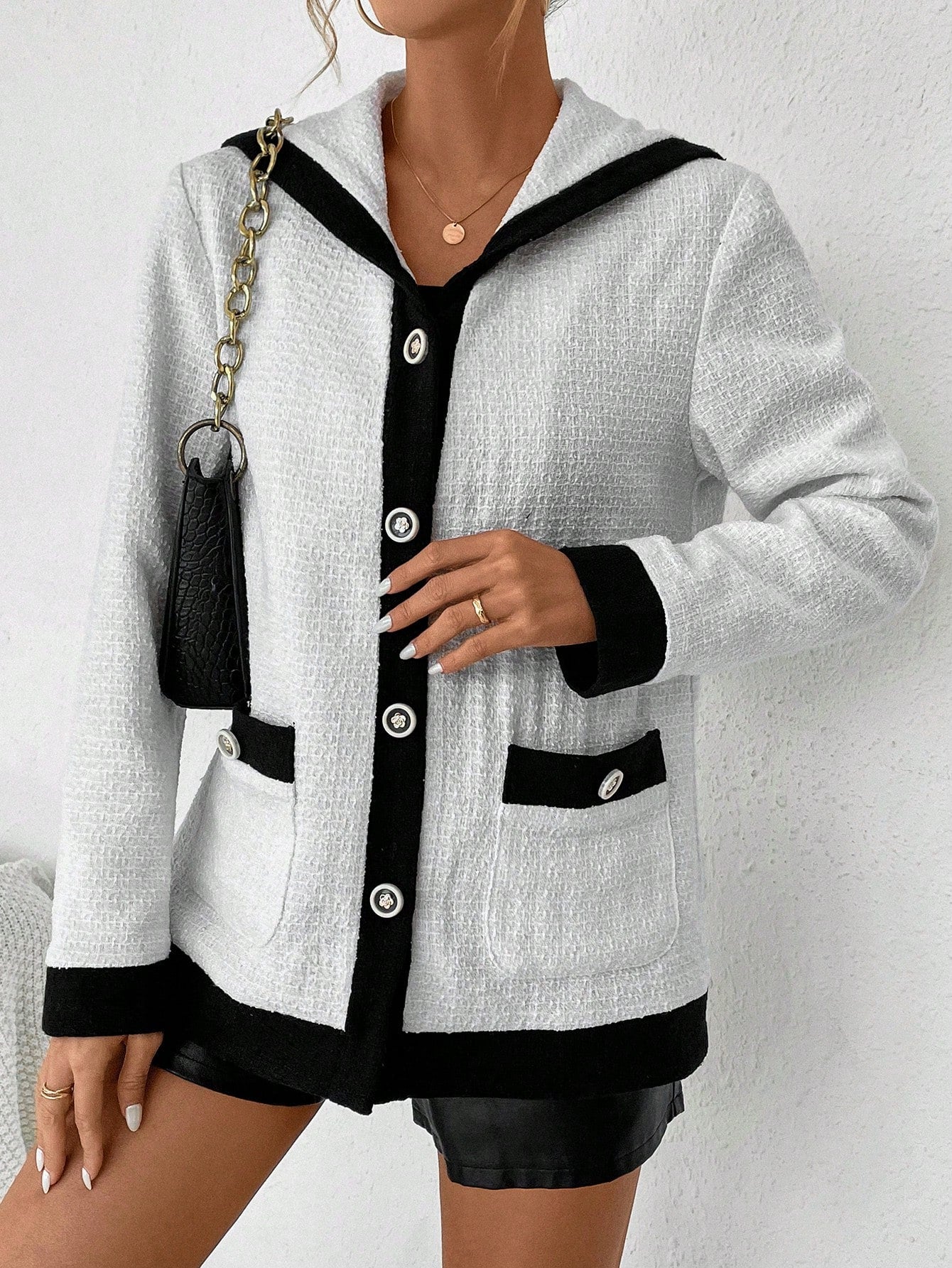 Women's Single-breasted Naval Collar Coat