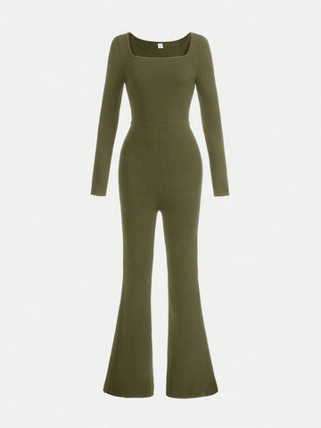 Teenagers' Knitted Square Neck/Flare Leg/Jumpsuit