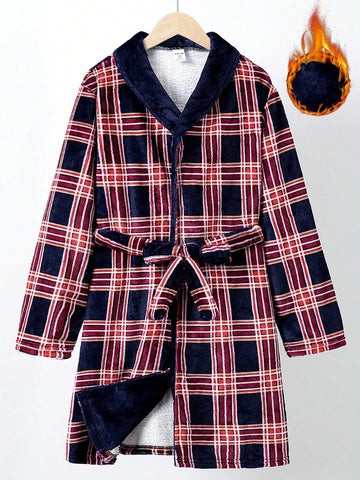 Tween Boys' Plaid Belted Homewear