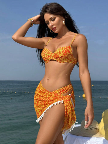 Two-piece Swimsuit Decorated With