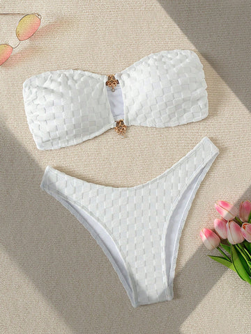 Women'S Solid Color Swimsuit Set Wedding