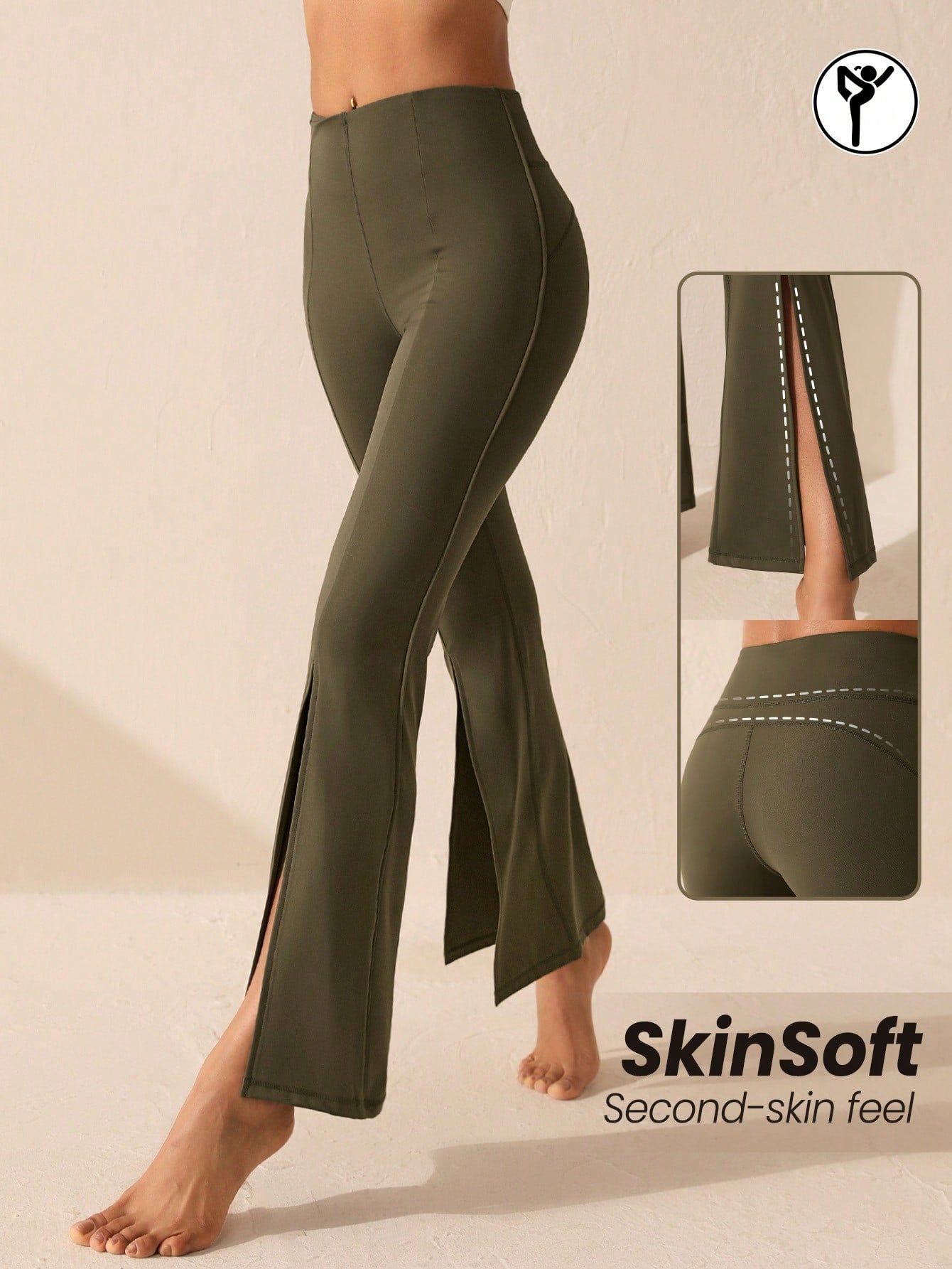 Women's Solid Color Split Hem Flare Leg Athletic Pants