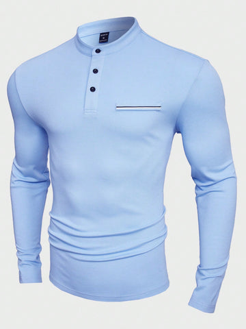 Men's Knitted Casual Polo Shirt With Stand Collar