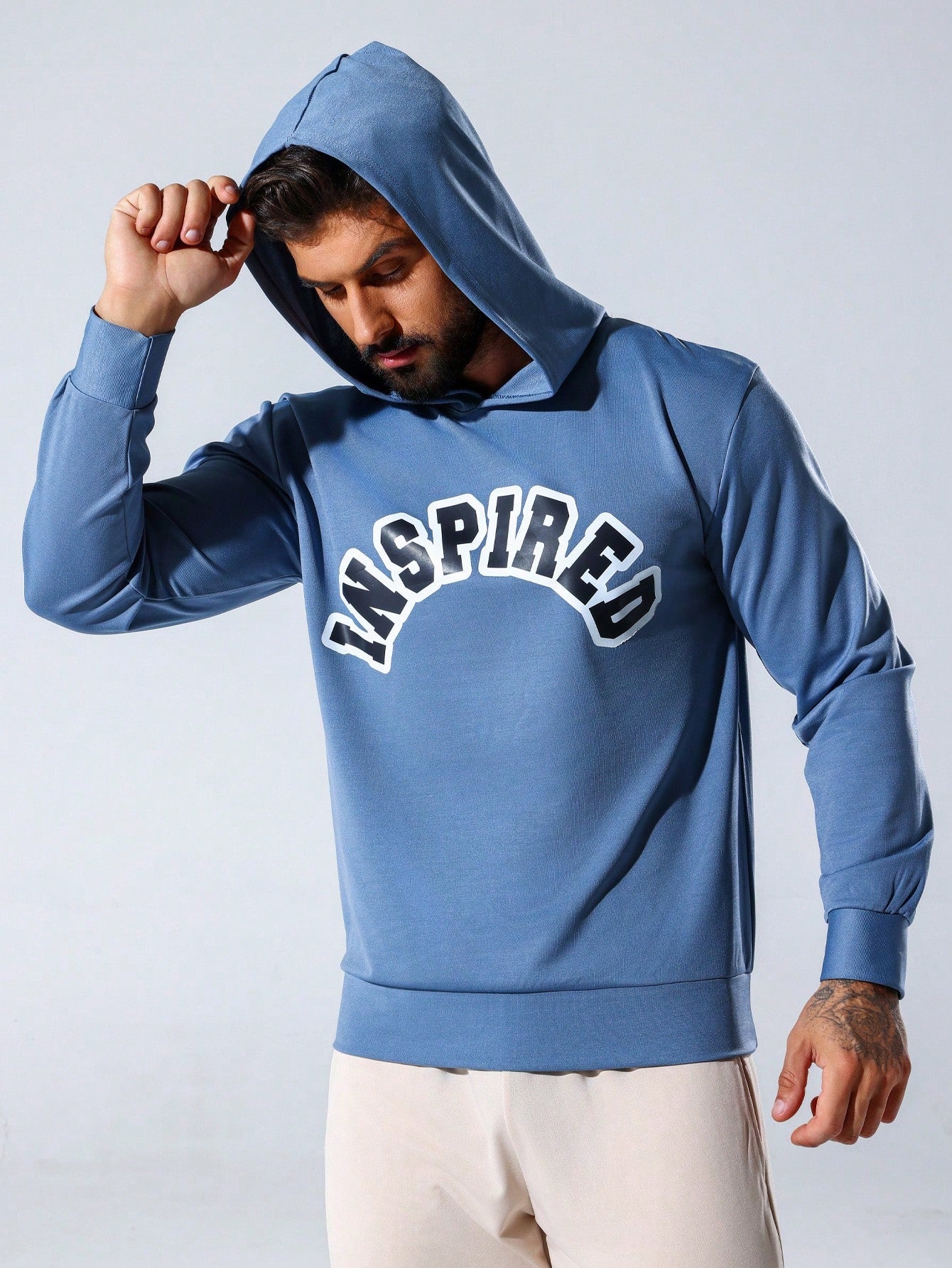 Men's Letter Print Hooded Sports Sweatshirt Hoodie