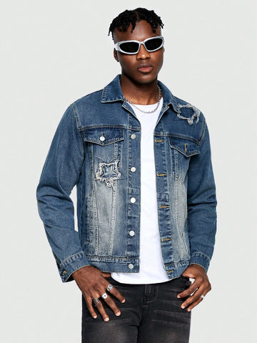 Men'S Fleece Lined Buttoned Casual Denim Jacket