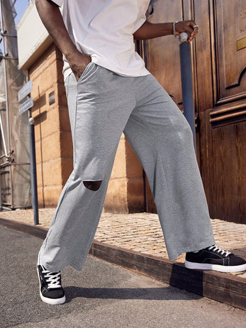 Men Cutout Straight Leg Sweatpants