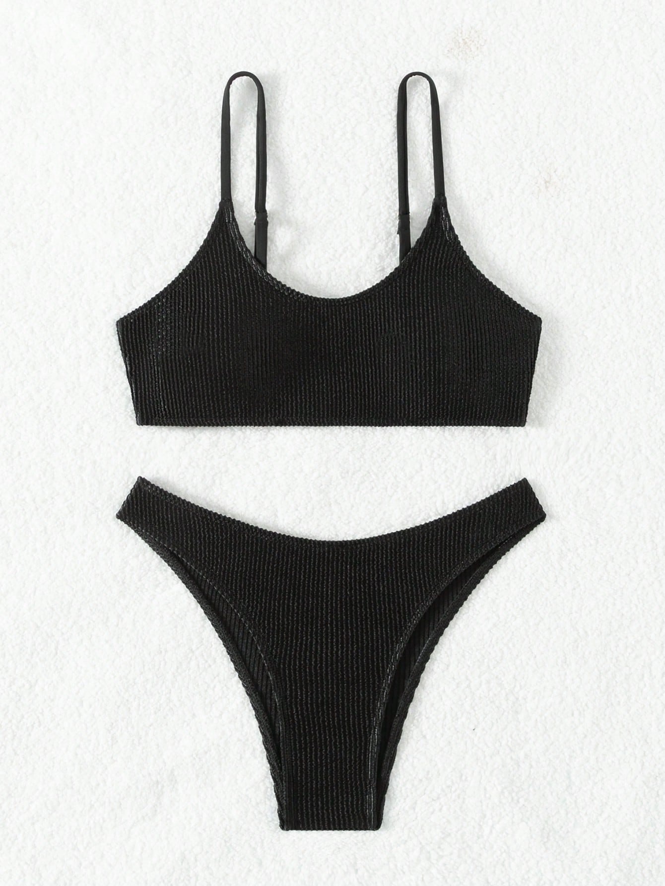 Women'S Solid Color Ribbed Swimsuit Set Music Festival