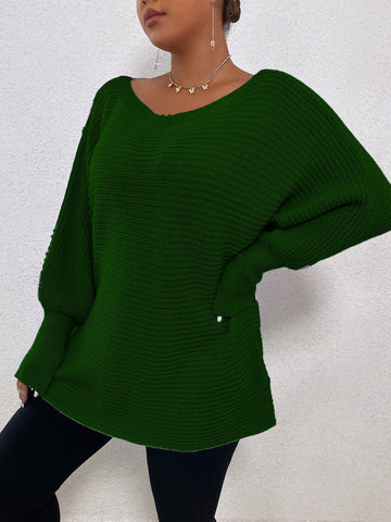 Plus Size Women'S Batwing Sleeve Sweater Pullover