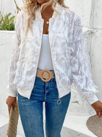 Women's Fringed Baseball Jacket