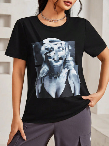 Women's Printed T-Shirt With Character Design