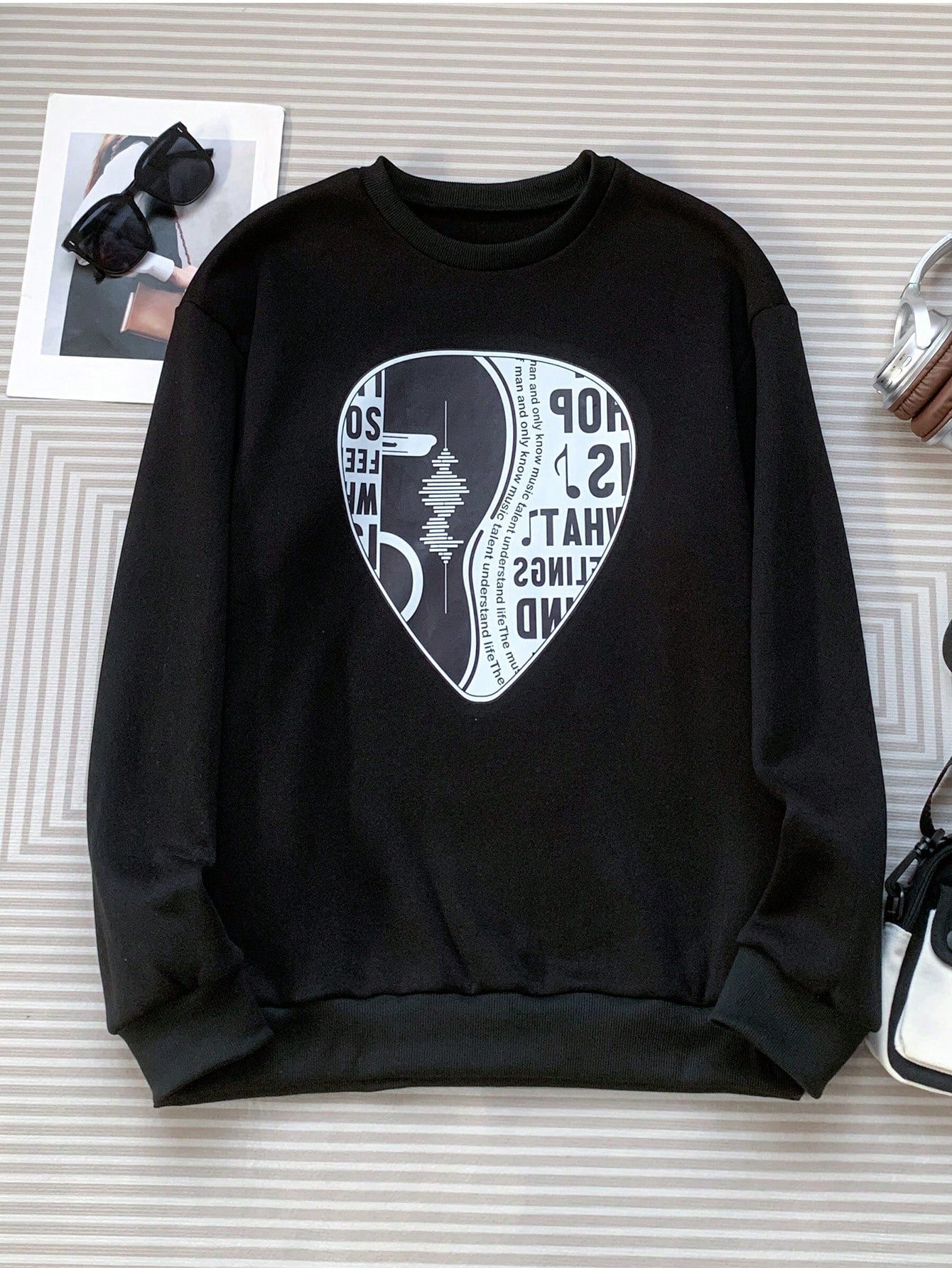 Men's Letter Print Drop Shoulder Round Neck Sweatshirt