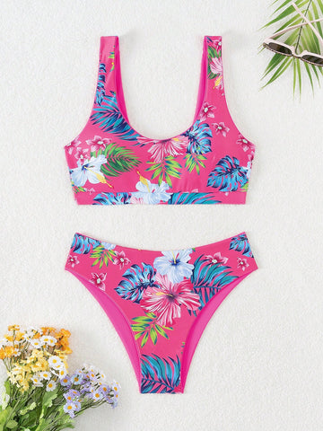 Floral Print Two Piece Swimsuit Set Carnival