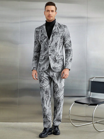 Men's Business Printed Leather Suit Set