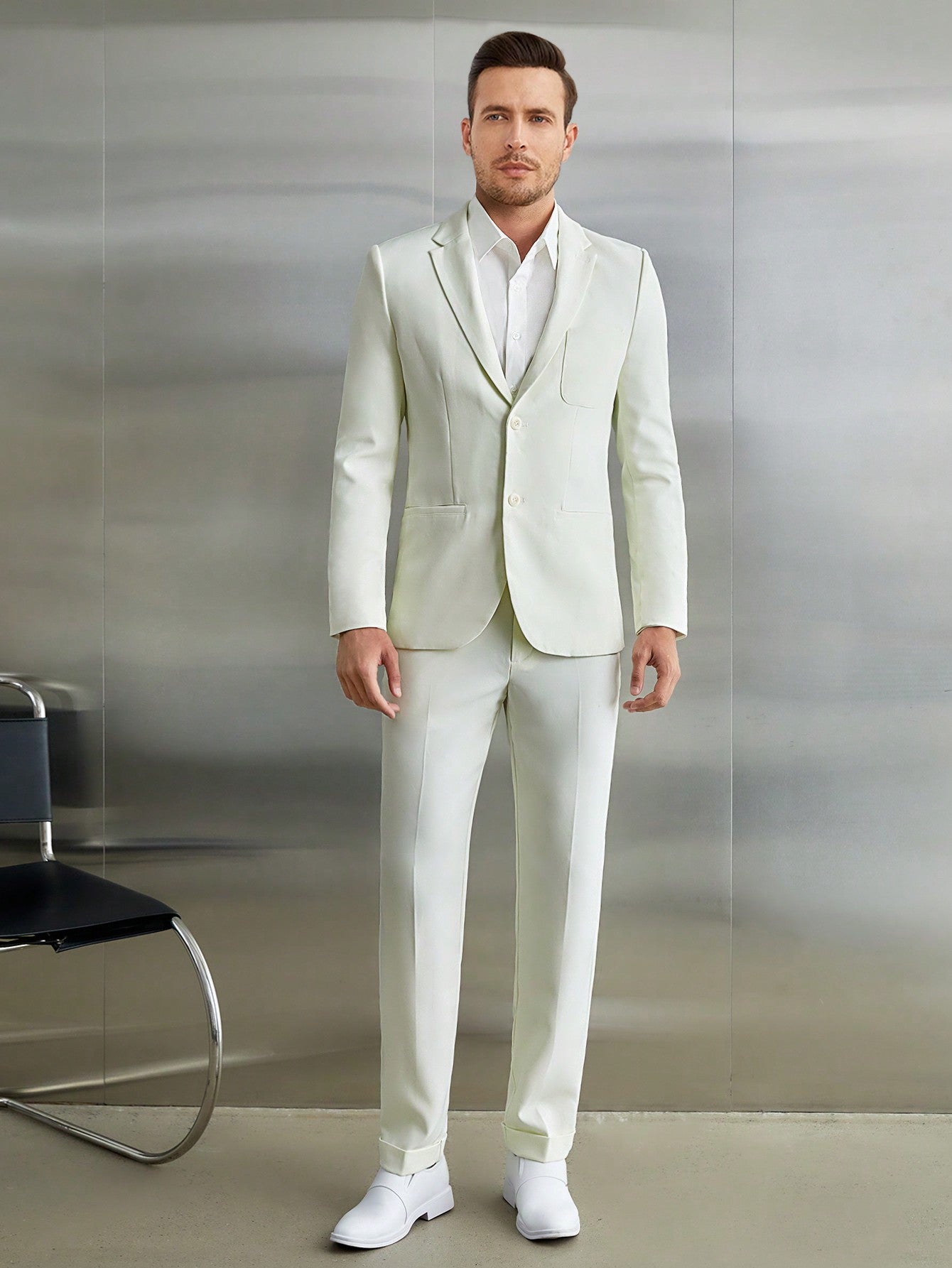 Men's Solid Color Suit With Long Pants