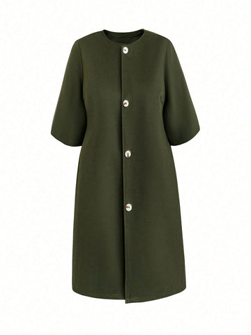 Plus Button Front Overcoat