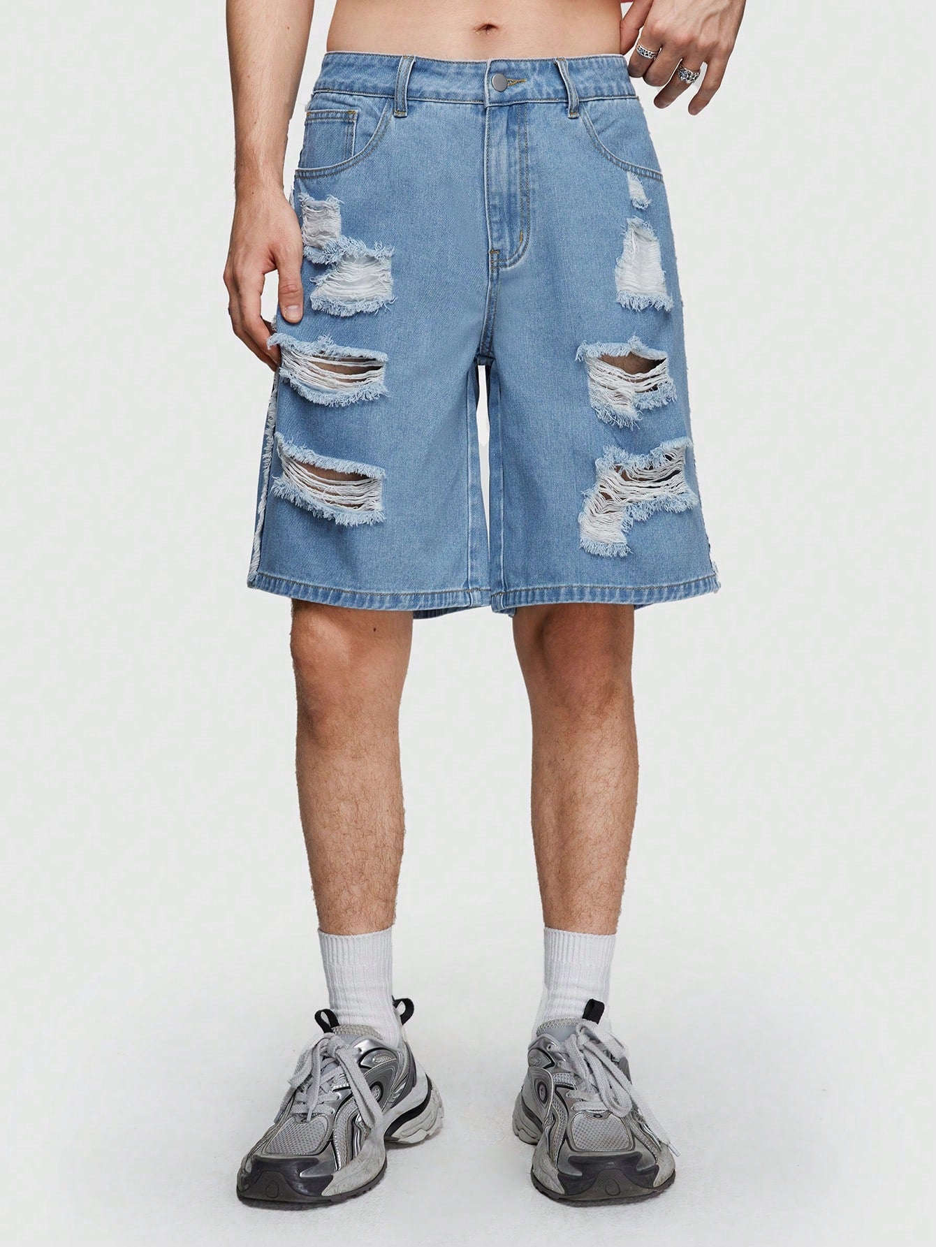 Men'S Distressed Denim Shorts