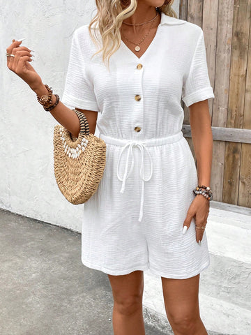 Ladies' Texture Drawstring Romper