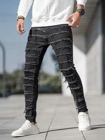 Men'S Frayed Hem Jeans