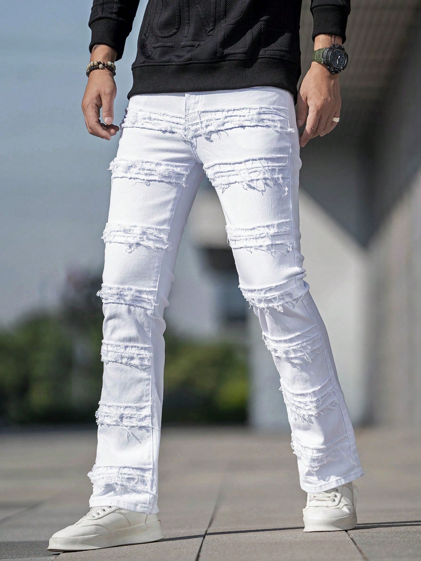 Men's Patchwork Straight Leg Jeans